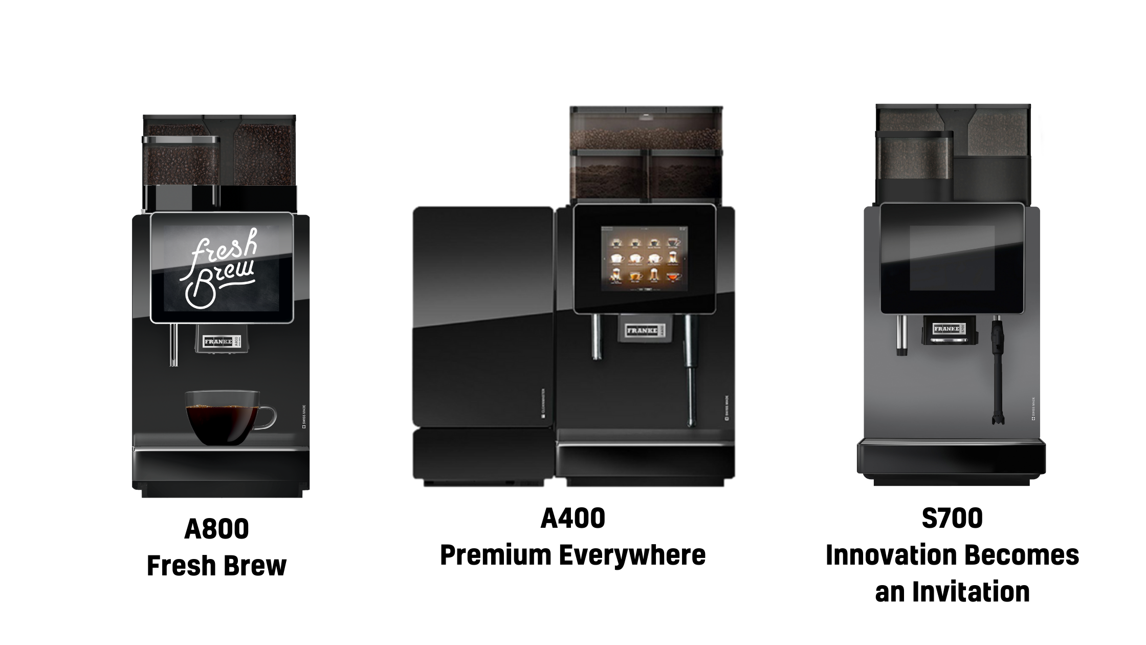 Franke Coffee Machines: A800 Fresh Brew, A400, S700
